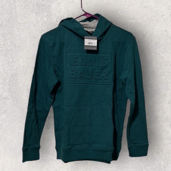 Eddie Bauer Boys Graphic Camp Fleece Hoodie Deep Forest L - Picture 1 of 5